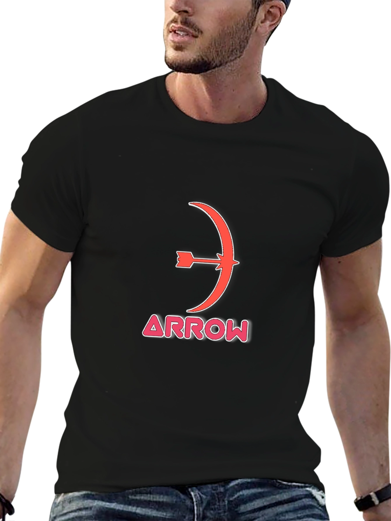 Mens Black T-Shirt with Arrow Graphic