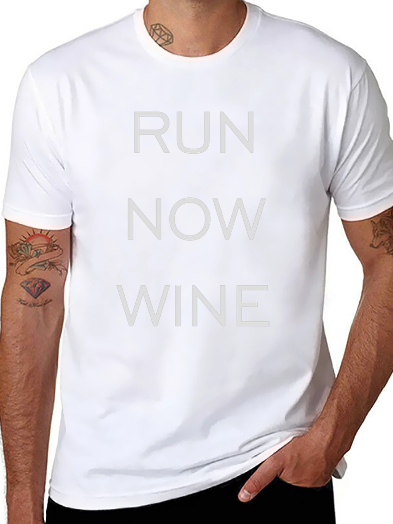 Run Now Wine Later Black T-Shirt