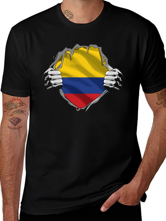 Colombia Flag Ripped T-Shirt