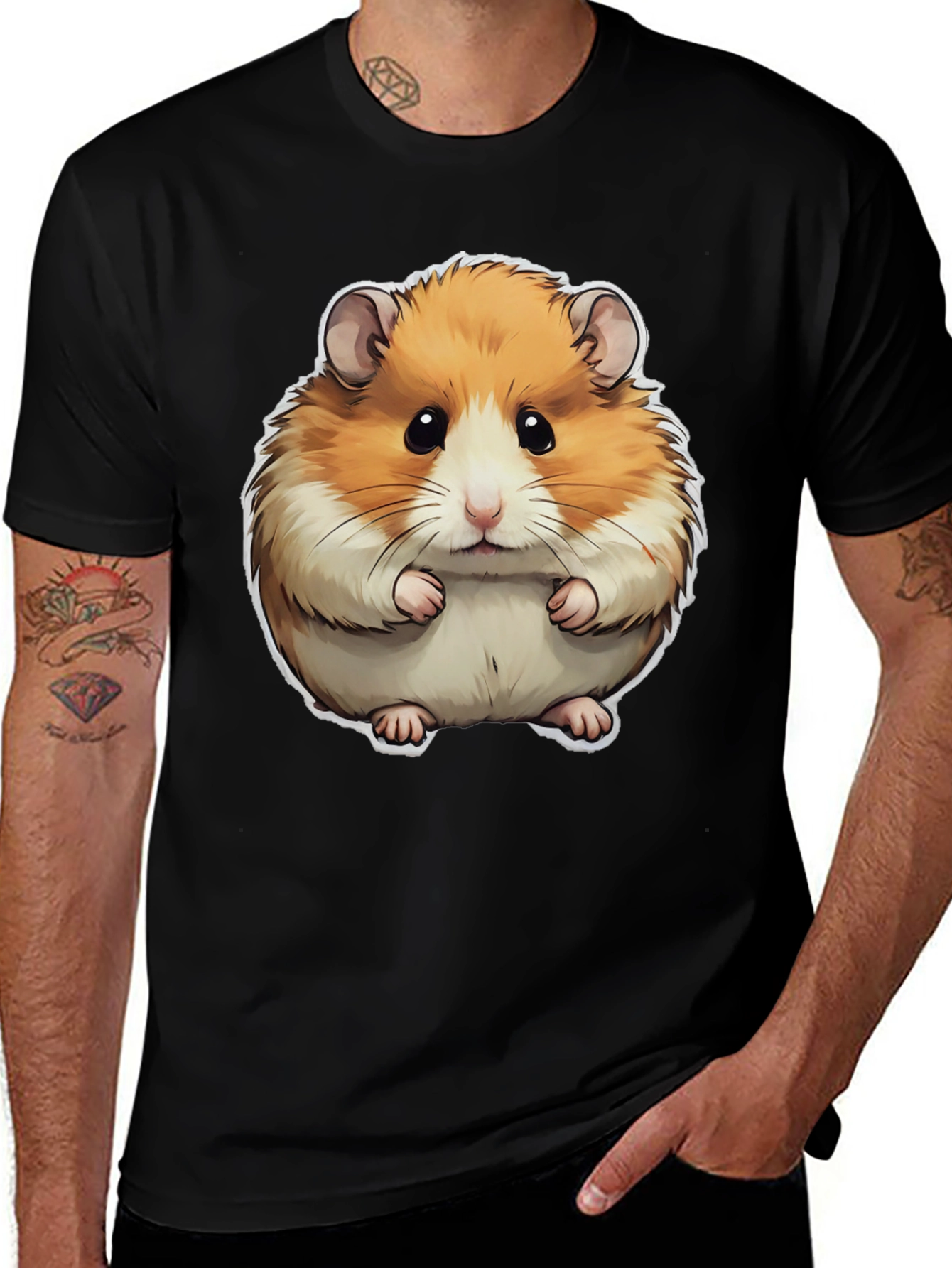 Hamster Graphic Print Crew Neck T-Shirt