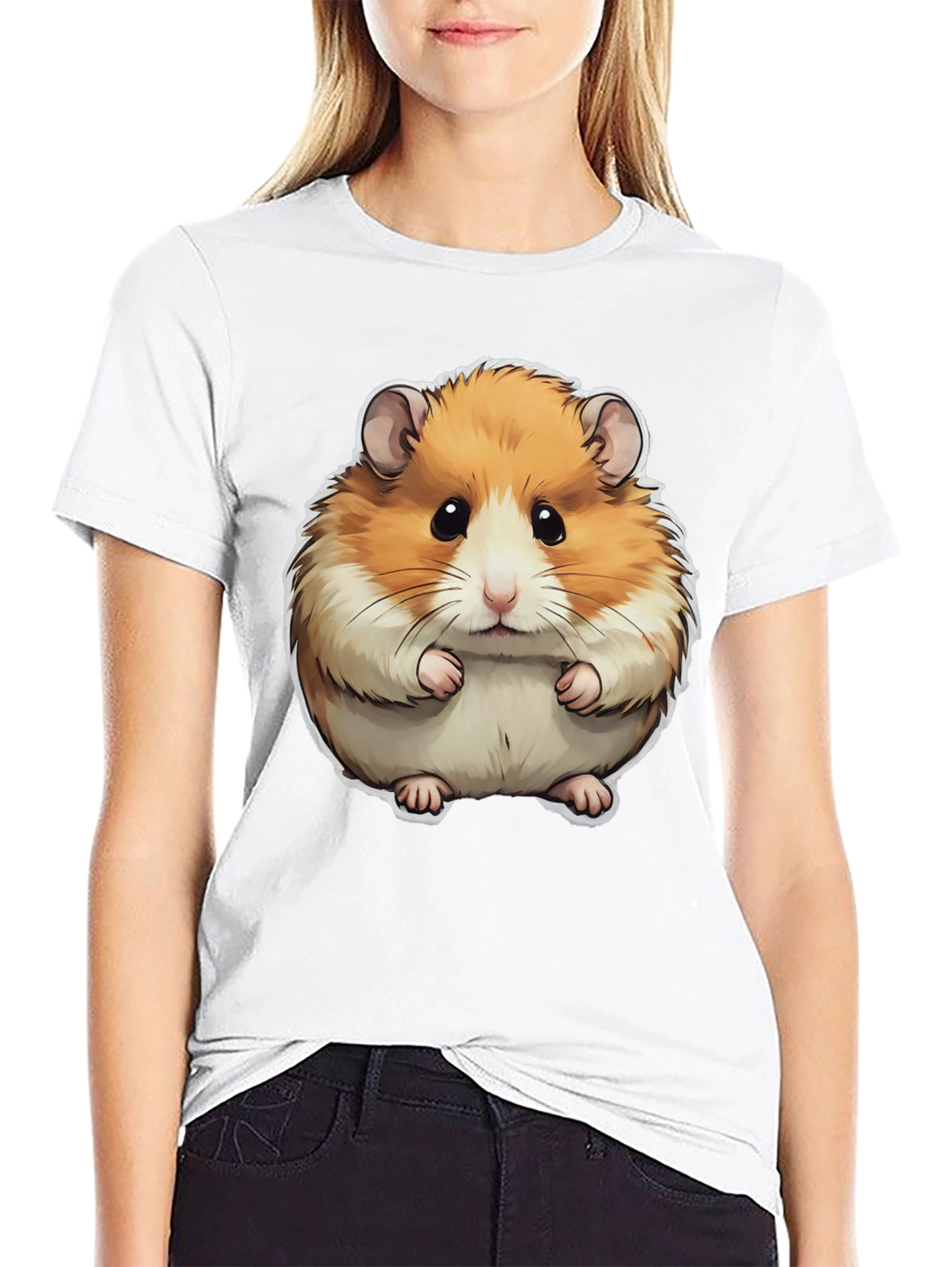 Hamster Graphic Print Crew Neck T-Shirt