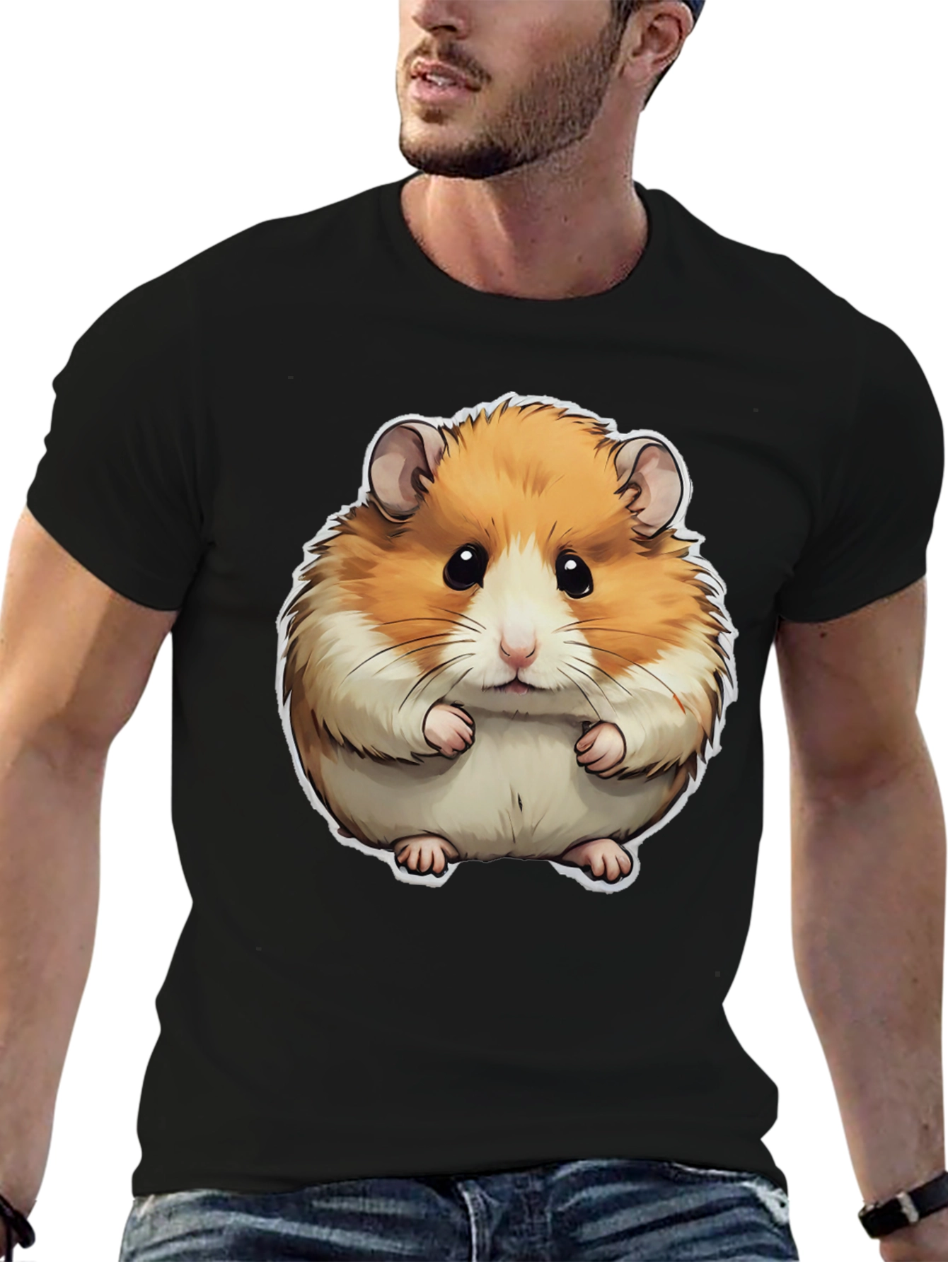 Hamster Graphic Print Crew Neck T-Shirt