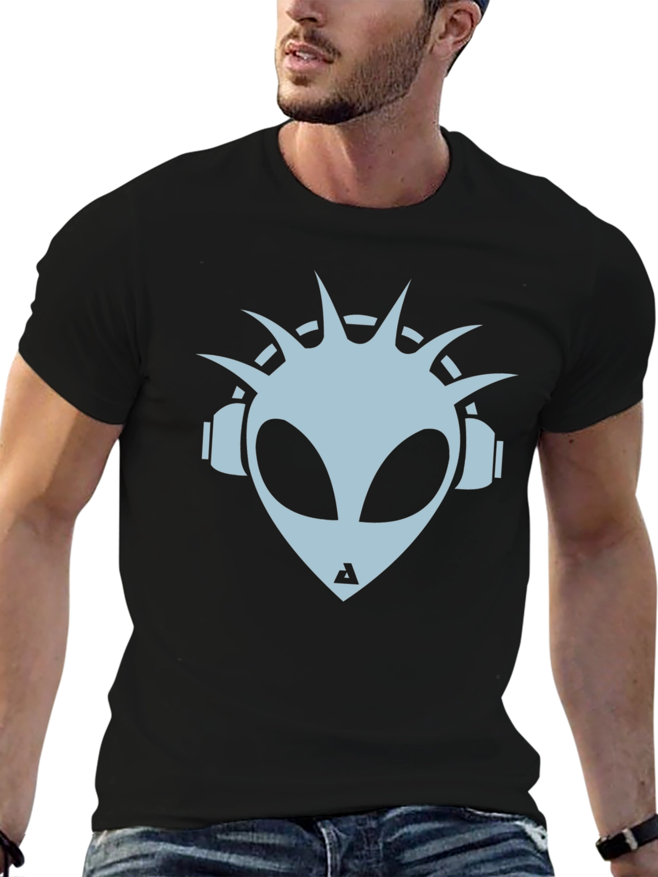 DJ Alien Graphic Tee - Black Cotton Blend