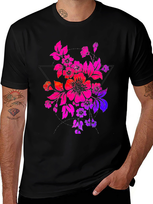 Floral Triangle Graphic Tee - Black