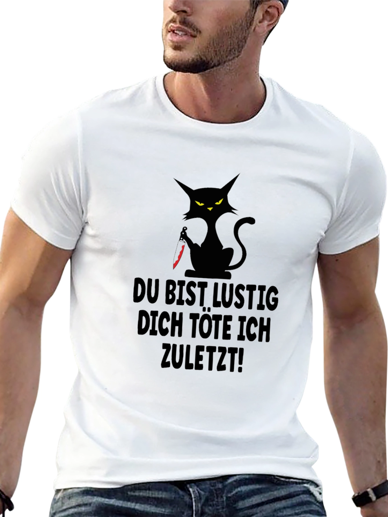 Black Cat German Phrase Graphic T-Shirt