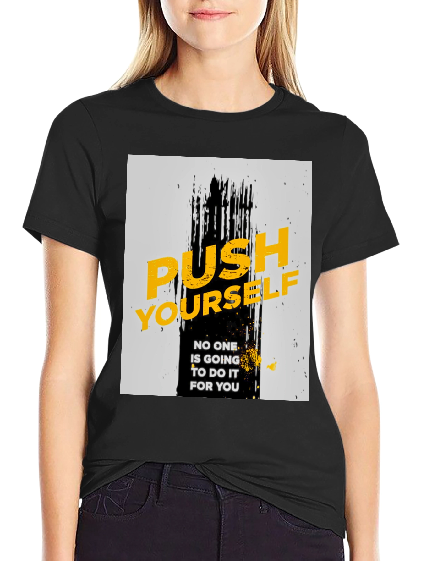 Motivational Black T-Shirt - Push Yourself