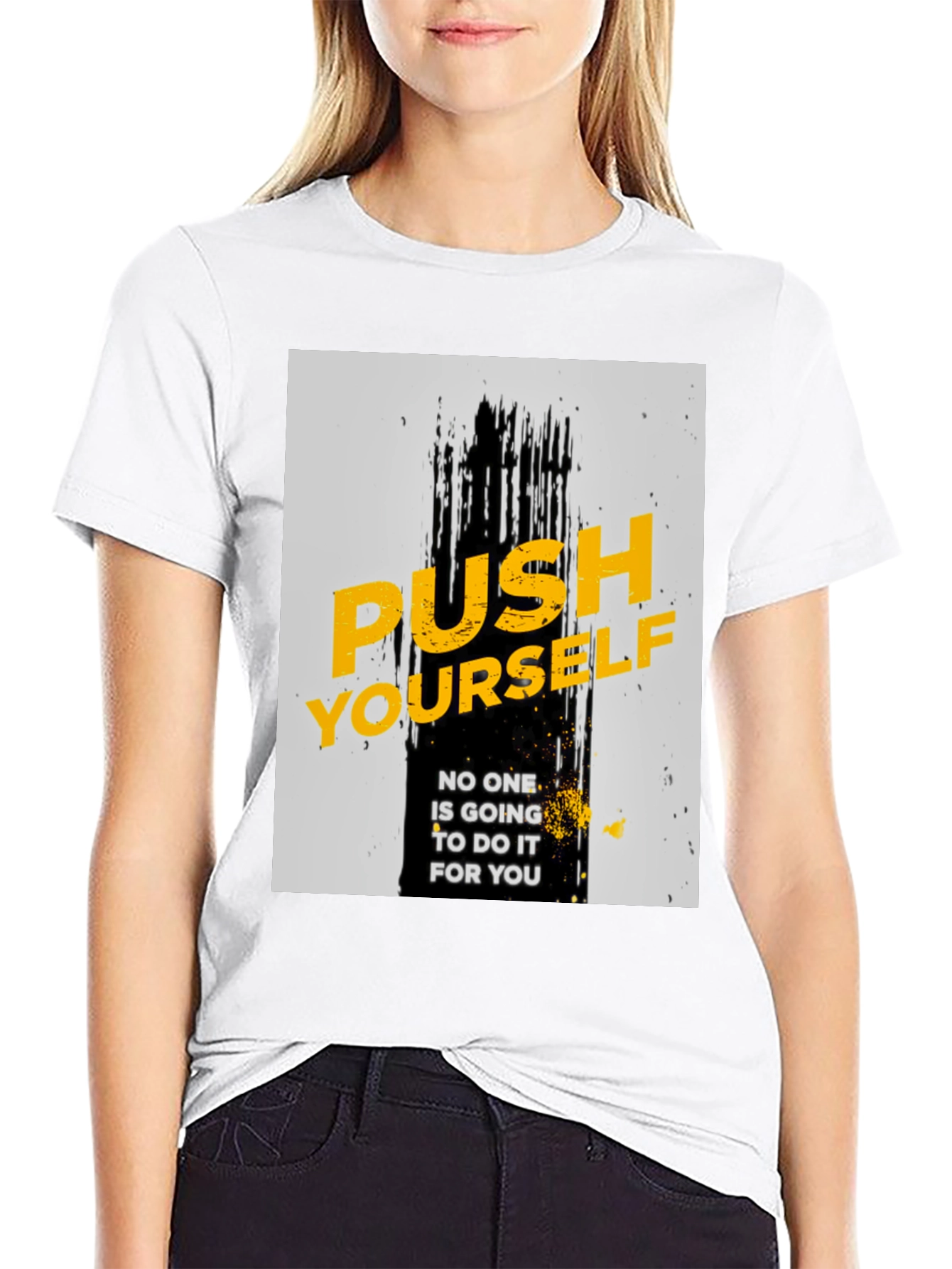 Motivational Black T-Shirt - Push Yourself