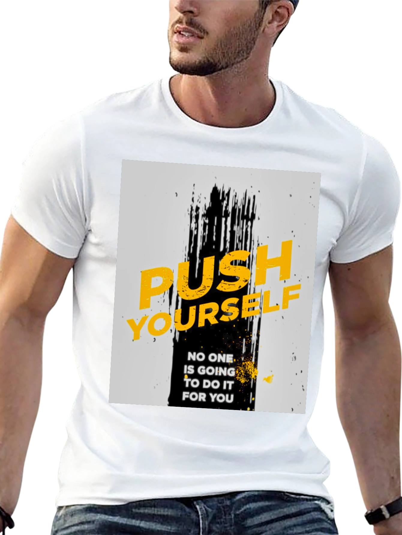 Motivational Black T-Shirt - Push Yourself