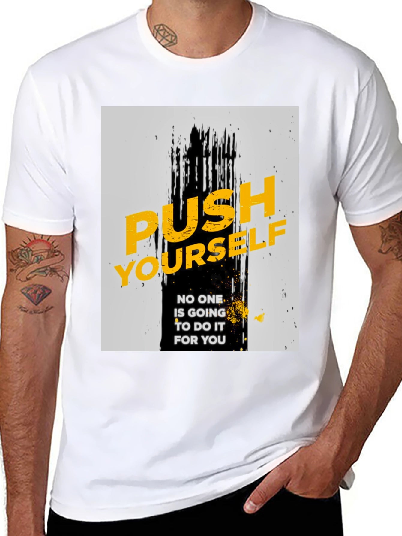 Motivational Black T-Shirt - Push Yourself