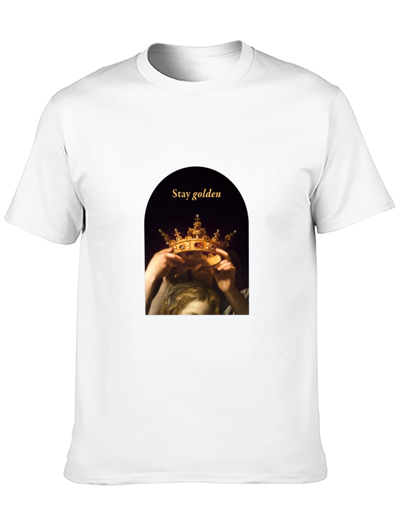 Stay Golden Tee - Artistic Crown Graphic T-Shirt