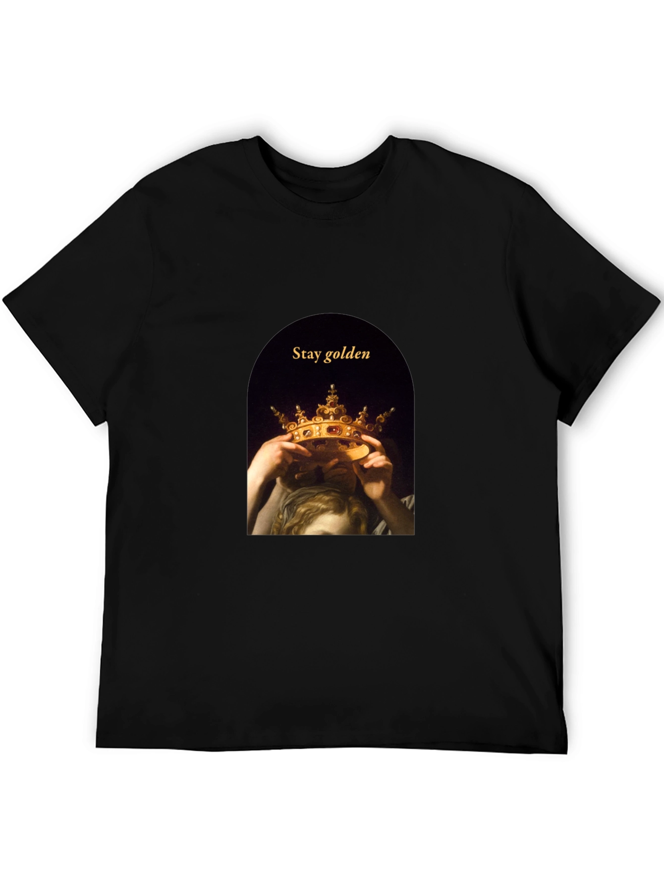 Stay Golden Tee - Artistic Crown Graphic T-Shirt