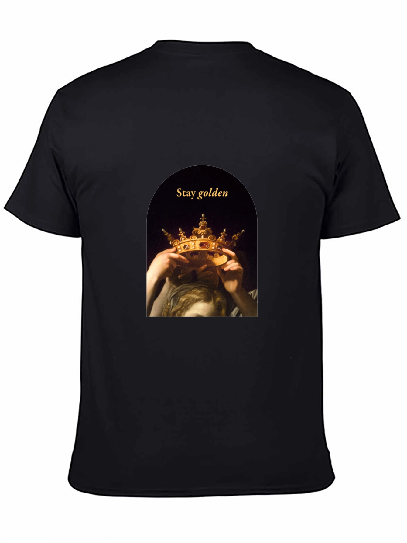 Stay Golden Tee - Artistic Crown Graphic T-Shirt