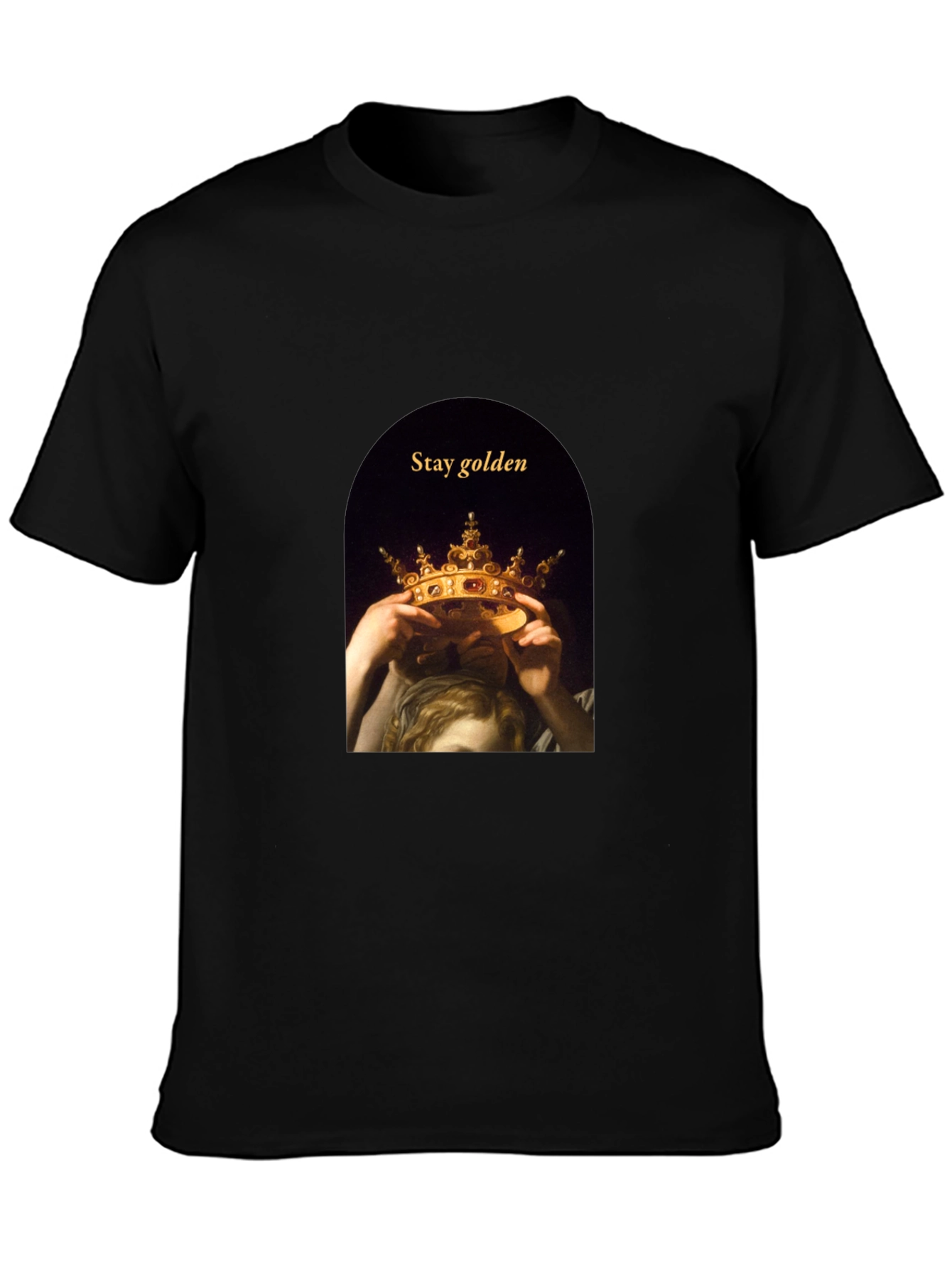 Stay Golden Tee - Artistic Crown Graphic T-Shirt