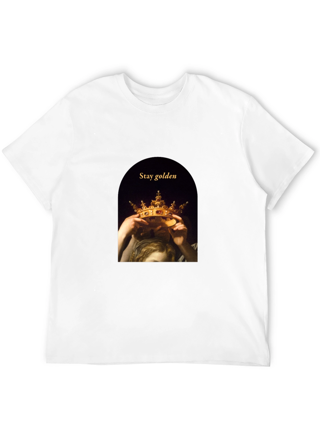 Stay Golden Tee - Artistic Crown Graphic T-Shirt