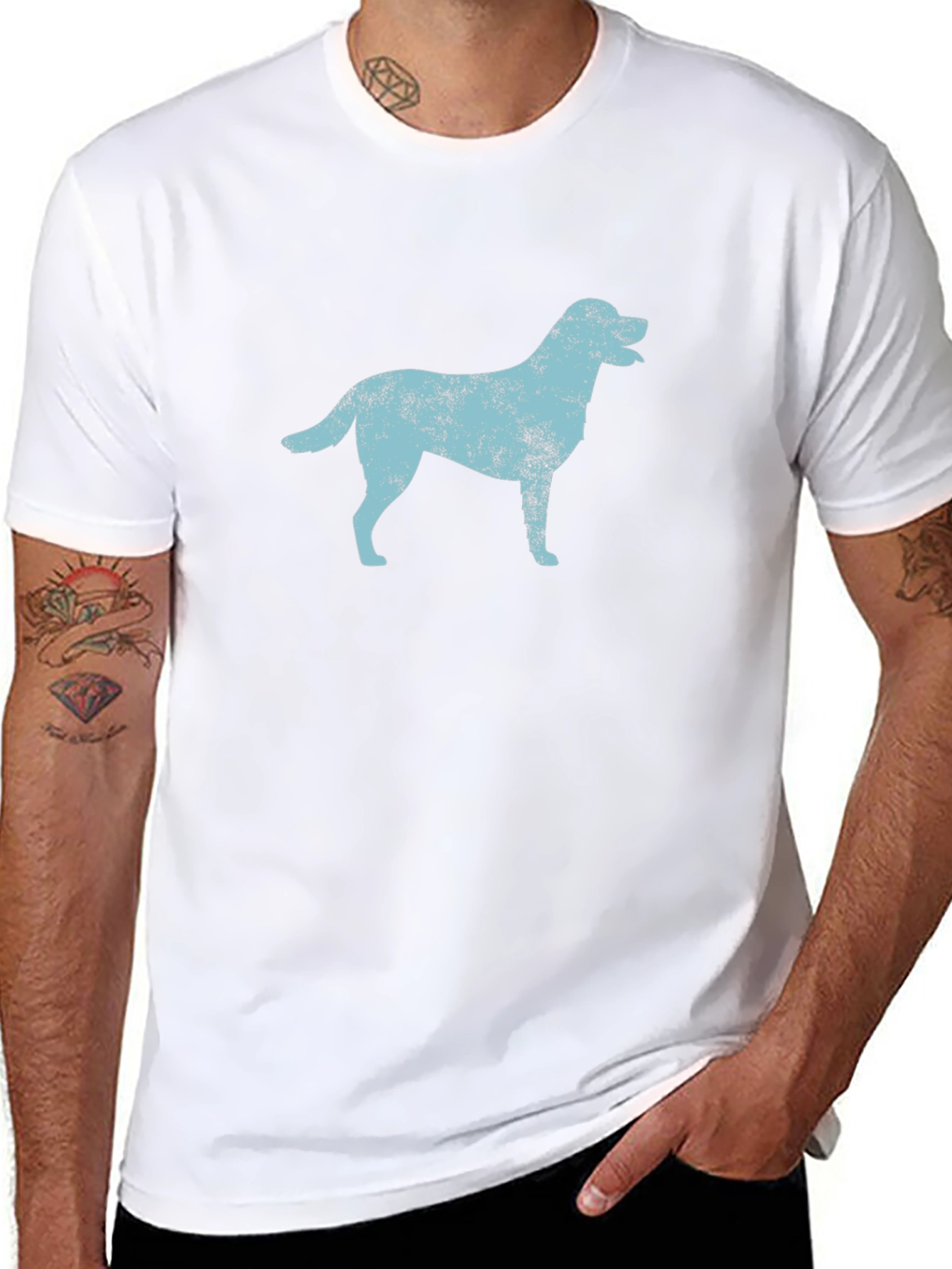 Distressed Dog Graphic Black T-Shirt