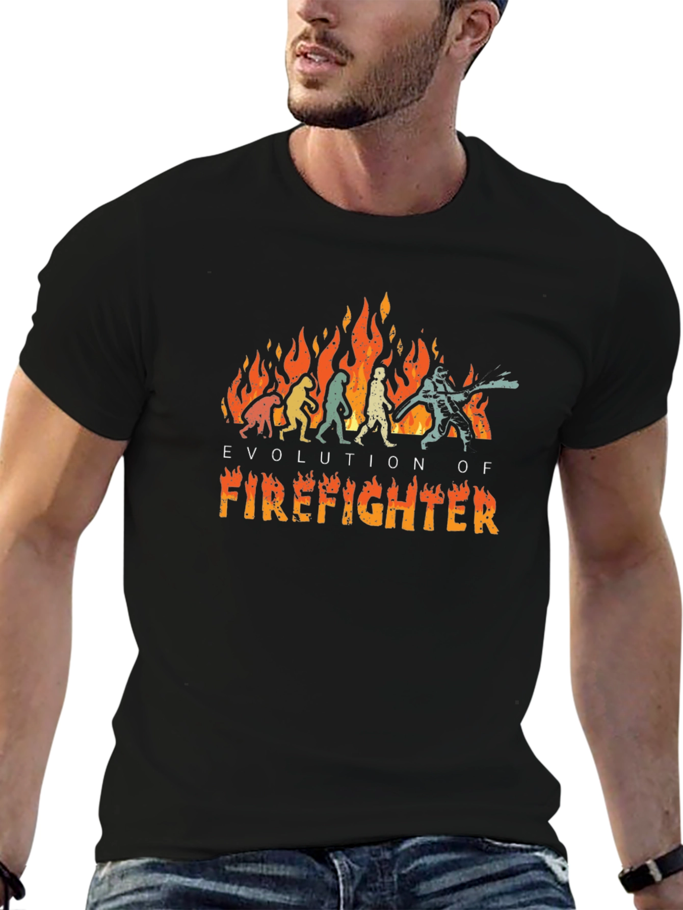 Evolution of Firefighter Black T-Shirt