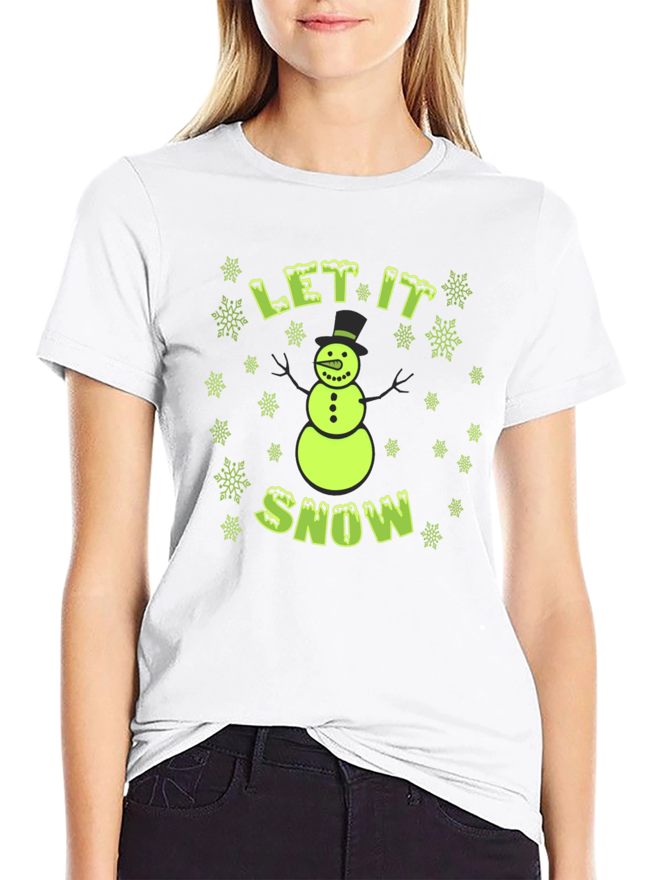 Festive Let It Snow Snowman Graphic T-Shirt