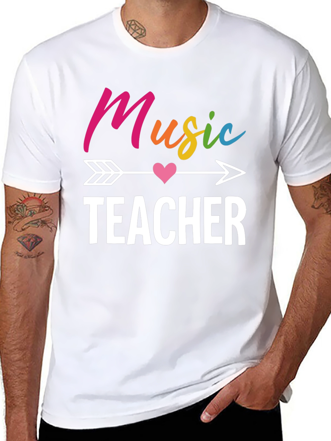 Music Teacher Graphic Tee - Rainbow Design