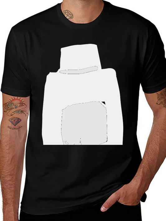 Modern Graphic Tee - Bold White Abstract Design on Black