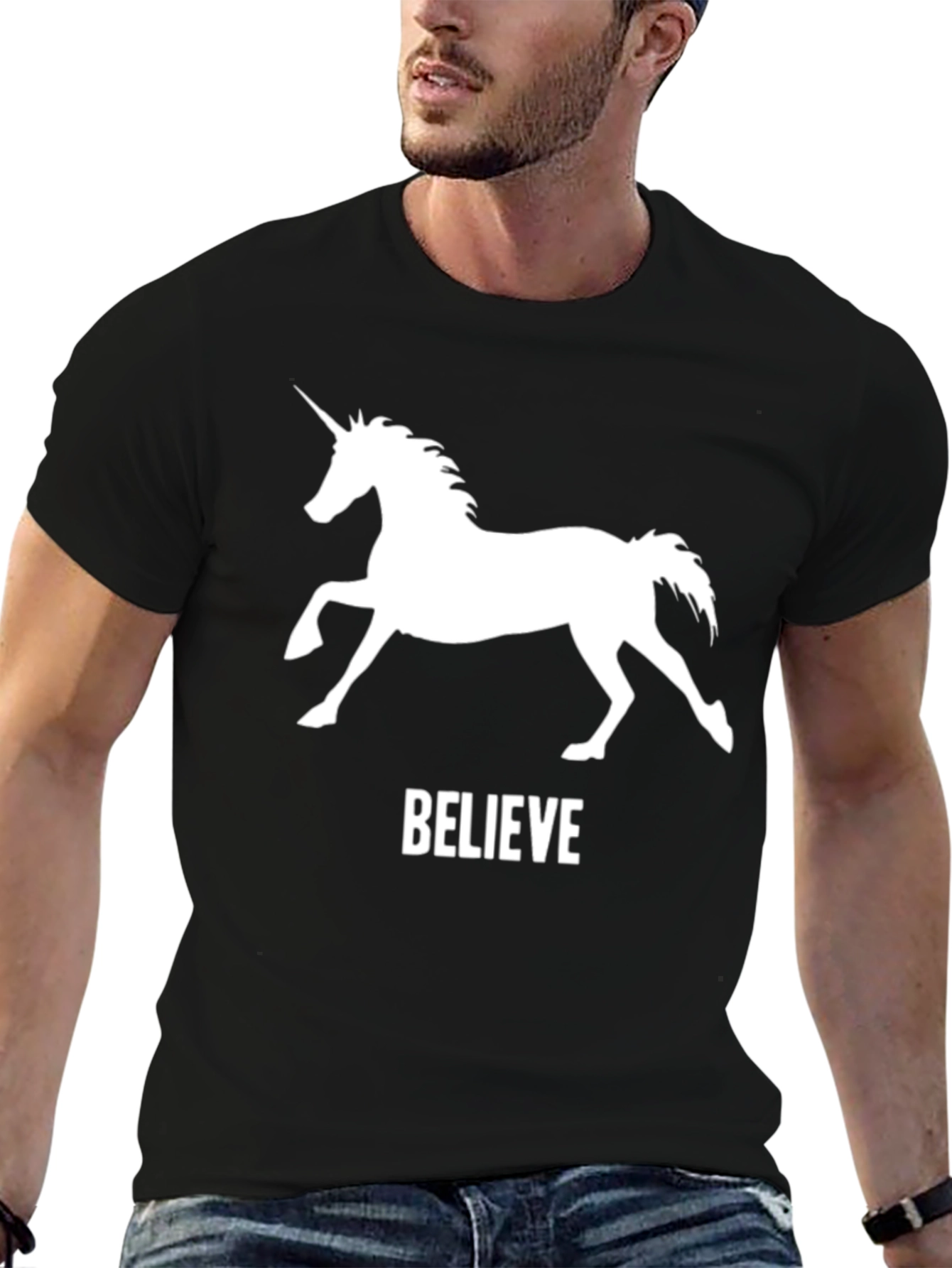 Believe Unicorn Graphic T-Shirt - Black