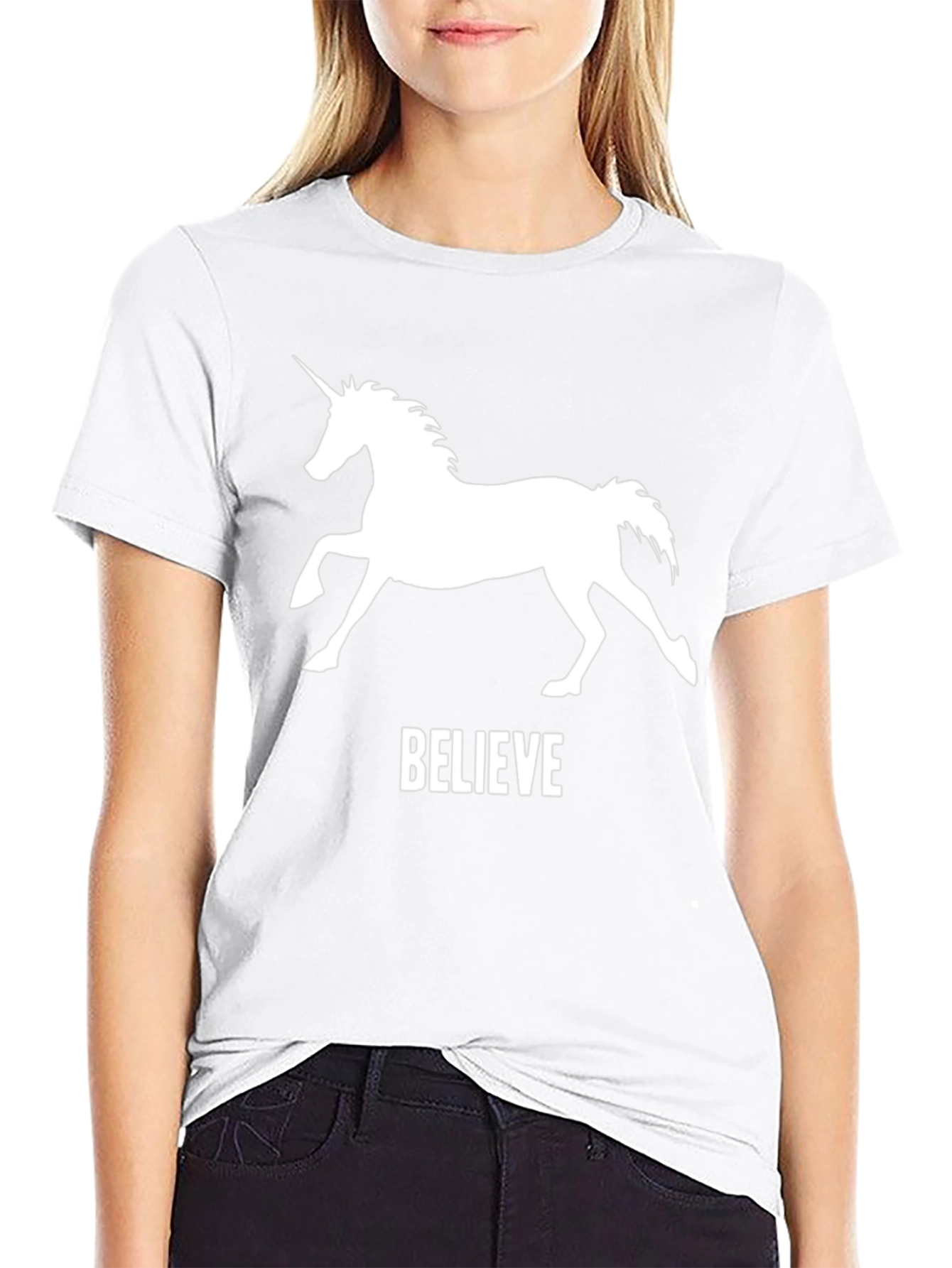 Believe Unicorn Graphic T-Shirt - Black