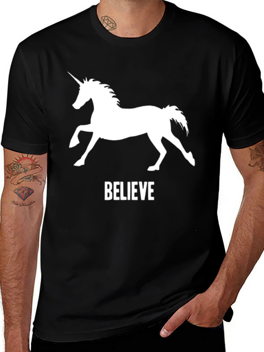 Believe Unicorn Graphic T-Shirt - Black