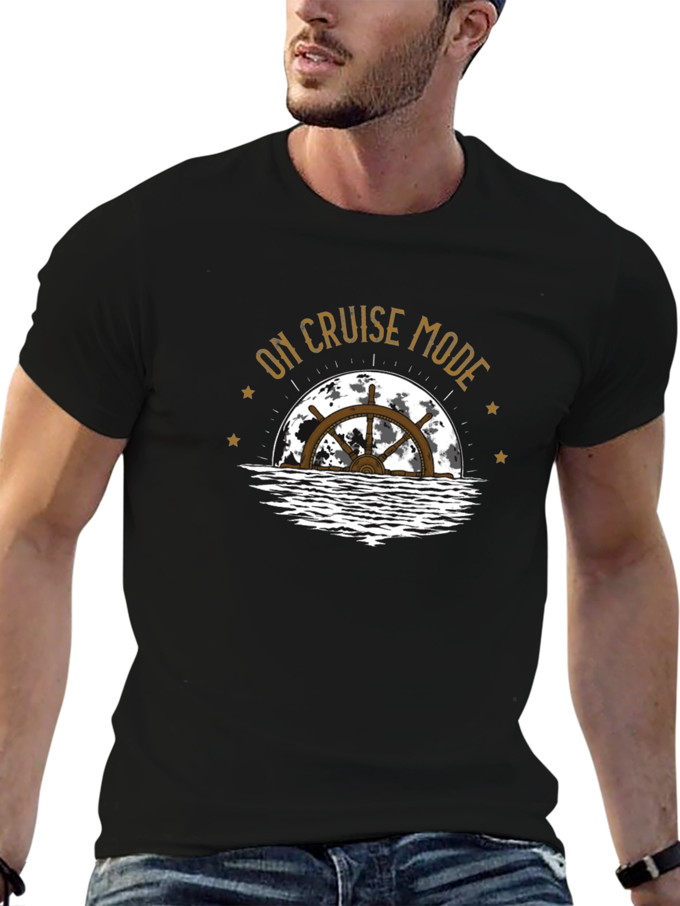 Cruise Mode Graphic Tee - Black Cotton T-Shirt