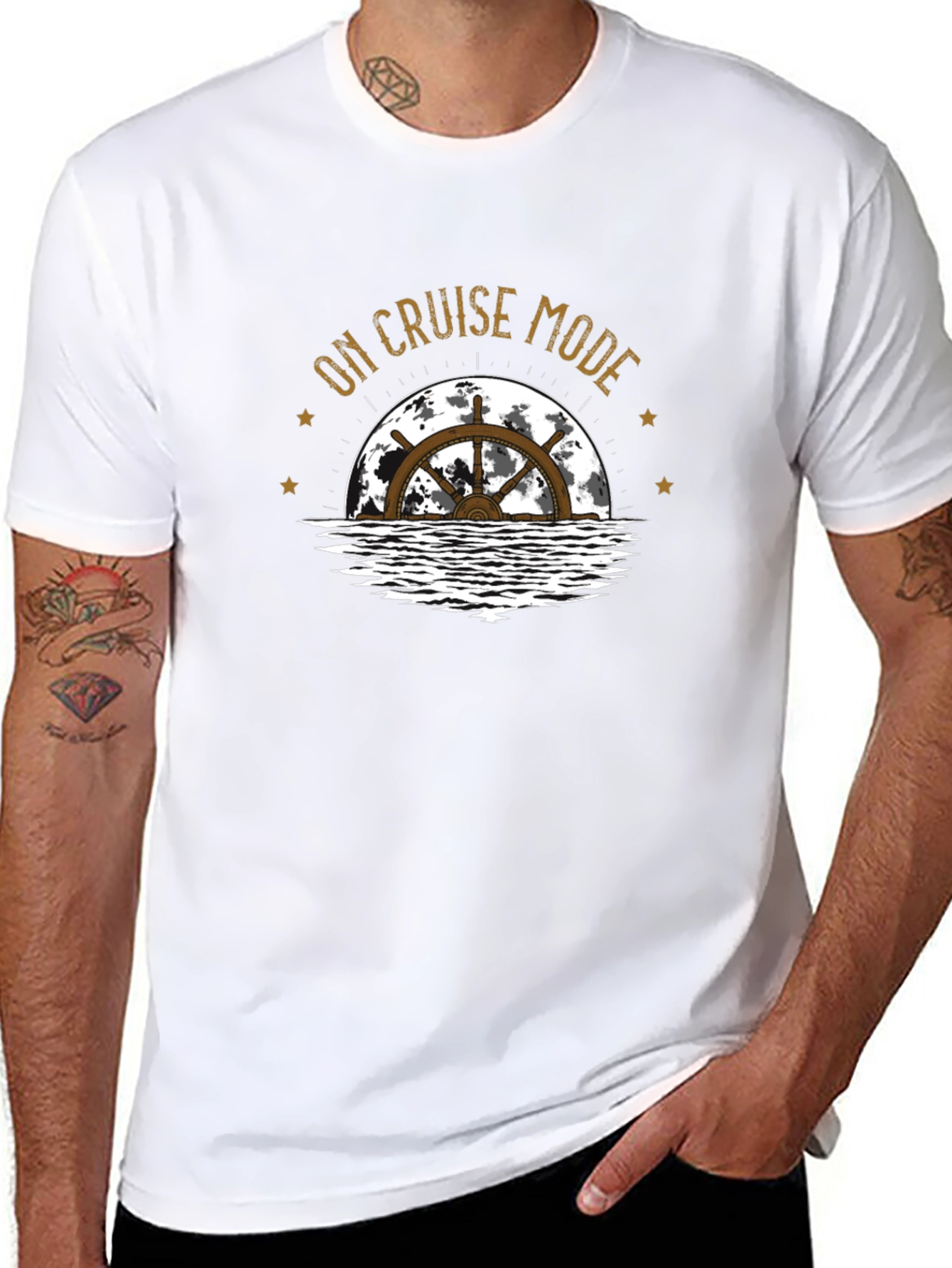 Cruise Mode Graphic Tee - Black Cotton T-Shirt