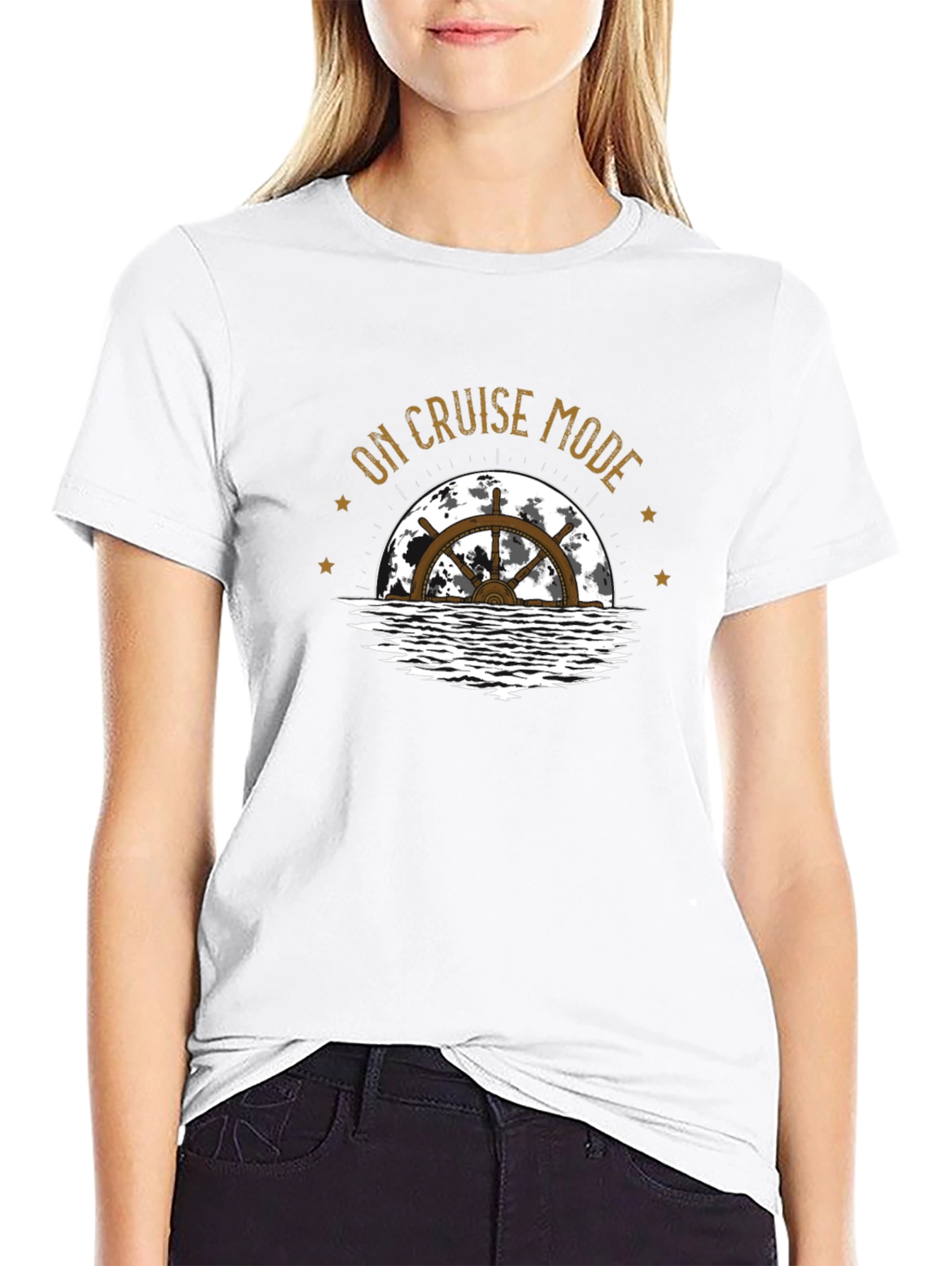 Cruise Mode Graphic Tee - Black Cotton T-Shirt