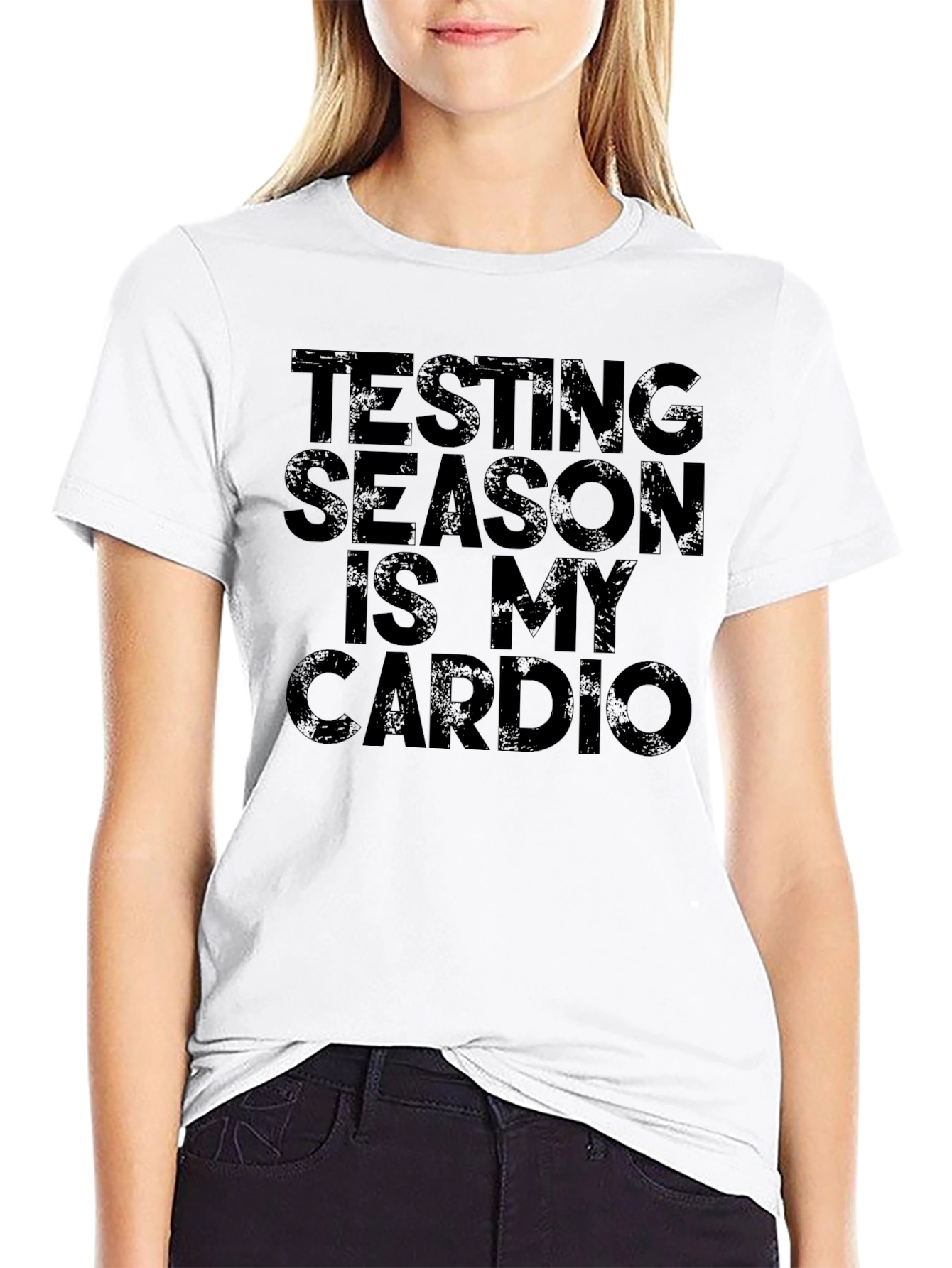 Testing Season Is My Cardio Black Graphic Tee