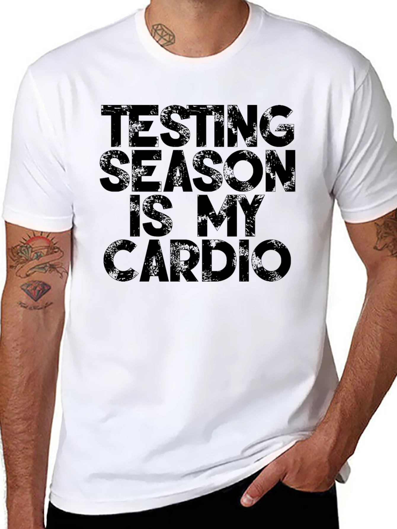 Testing Season Is My Cardio Black Graphic Tee