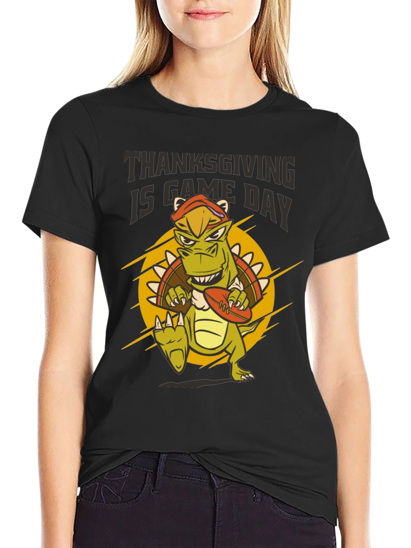 Thanksgiving Game Day Dinosaur T-Shirt