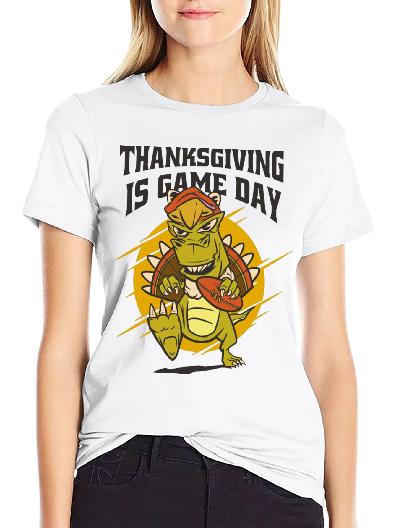 Thanksgiving Game Day Dinosaur T-Shirt