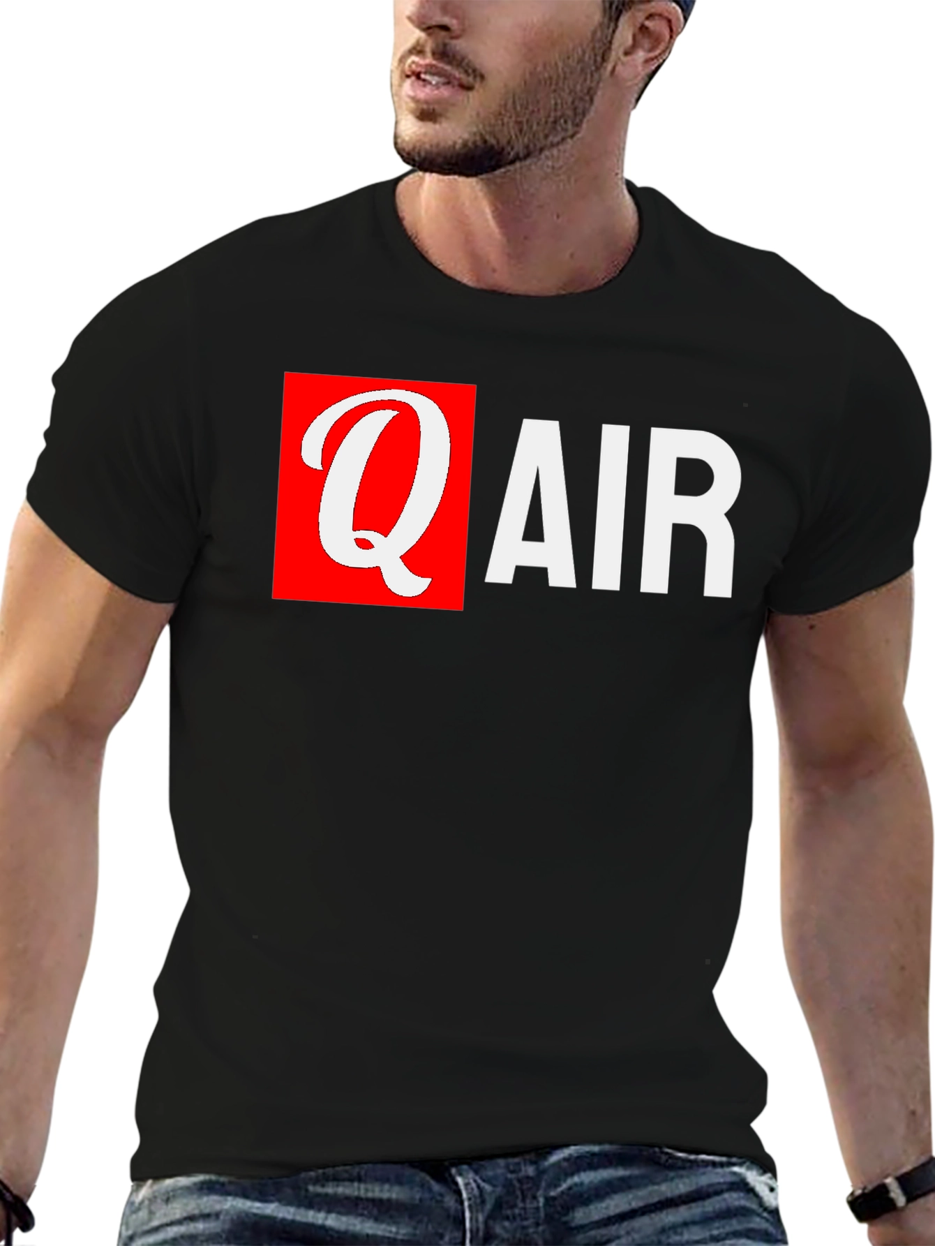 Q Air Black T-Shirt: Stylish Graphic Tee