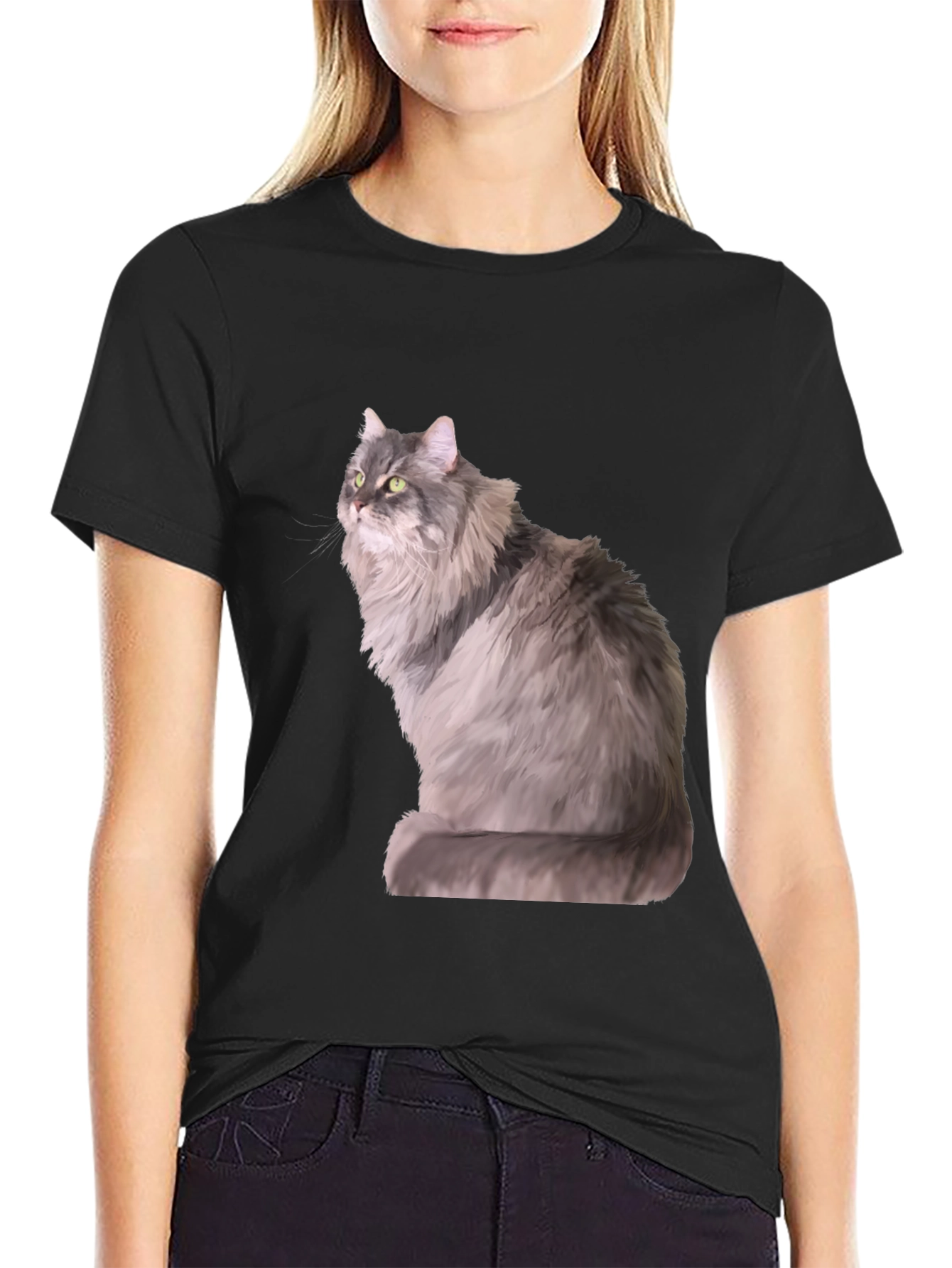 Cool Cat Graphic Tee - Trendy Mens Black T-Shirt