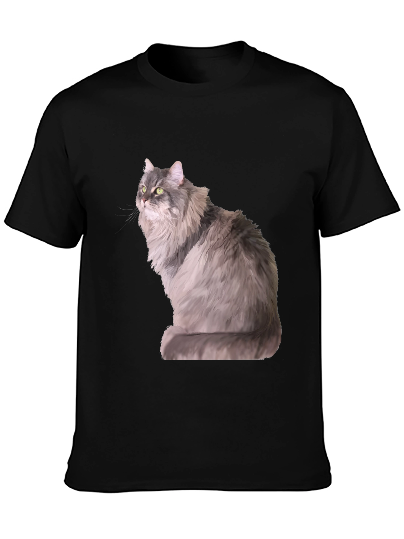 Cool Cat Graphic Tee - Trendy Mens Black T-Shirt