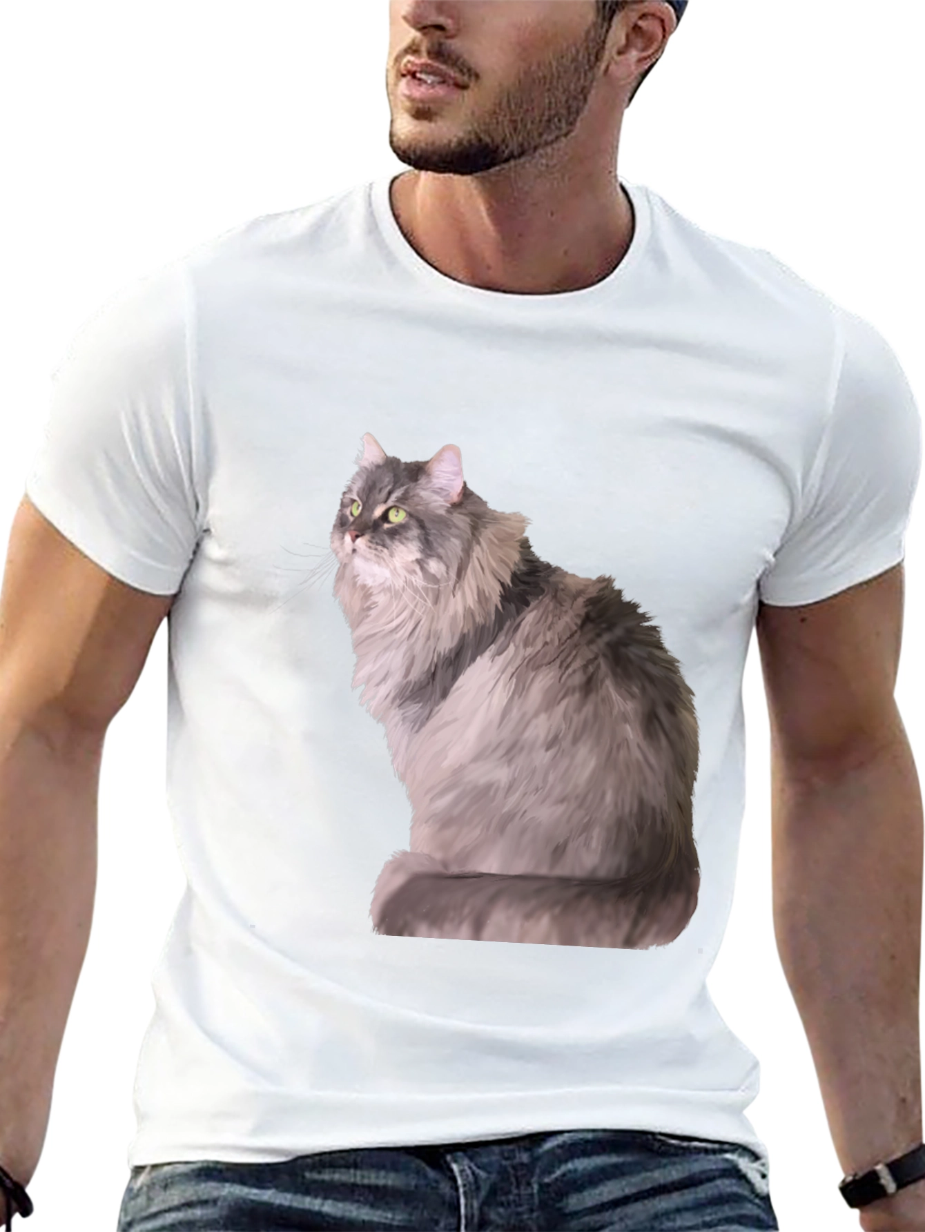 Cool Cat Graphic Tee - Trendy Mens Black T-Shirt