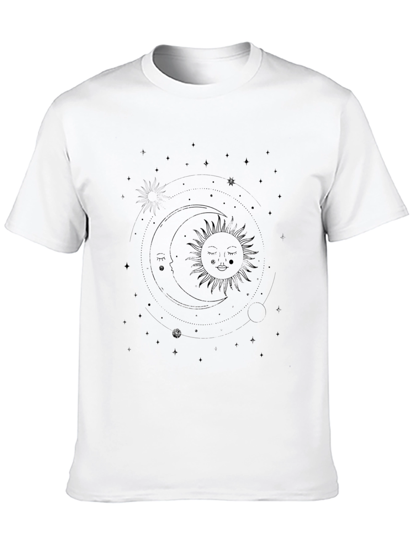 Celestial Sun & Moon Graphic Tee - Black