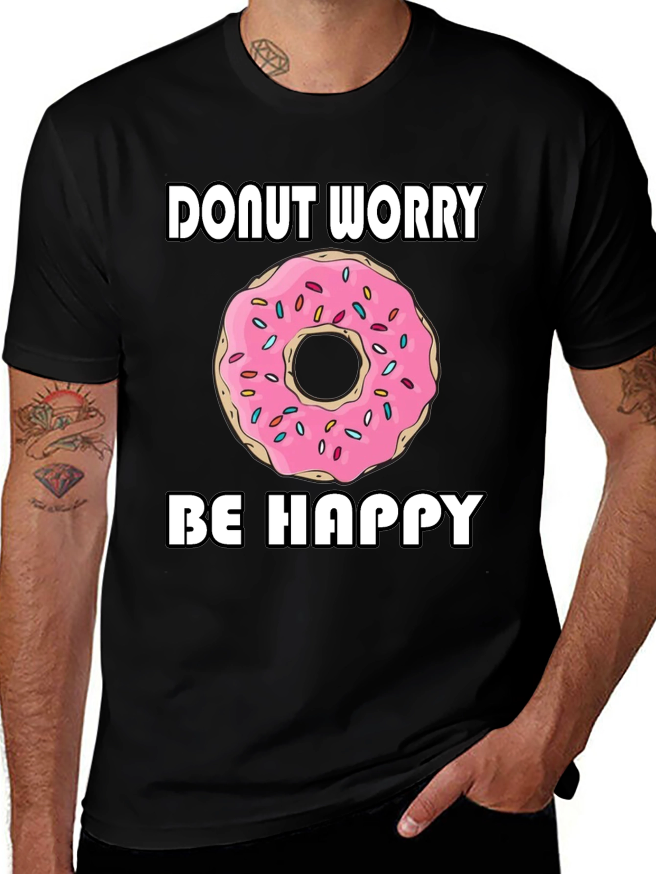 Donut Worry Be Happy Graphic T-Shirt