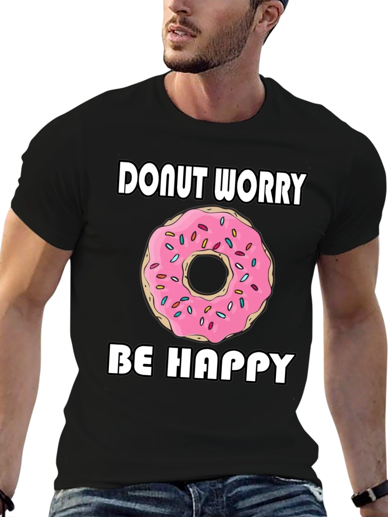 Donut Worry Be Happy Graphic T-Shirt