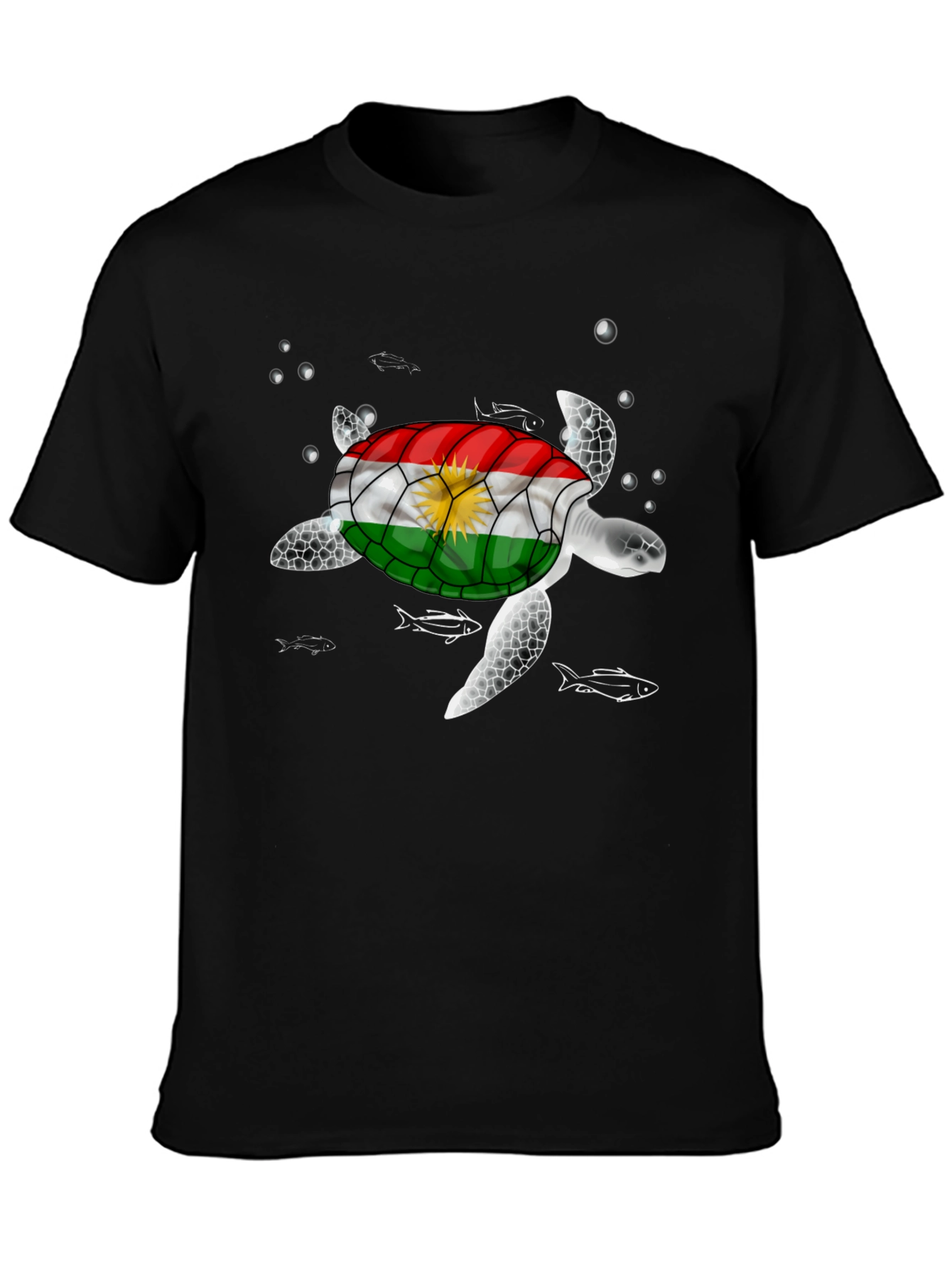 Kurdistan Flag Turtle Graphic T-Shirt