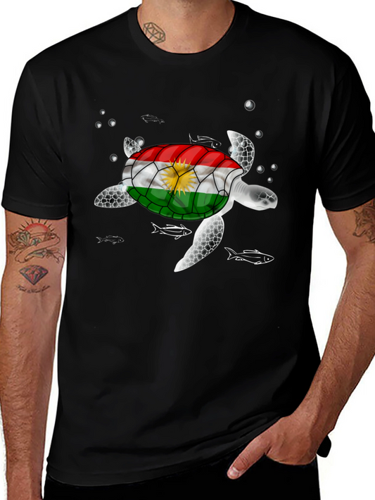 Kurdistan Flag Turtle Graphic T-Shirt