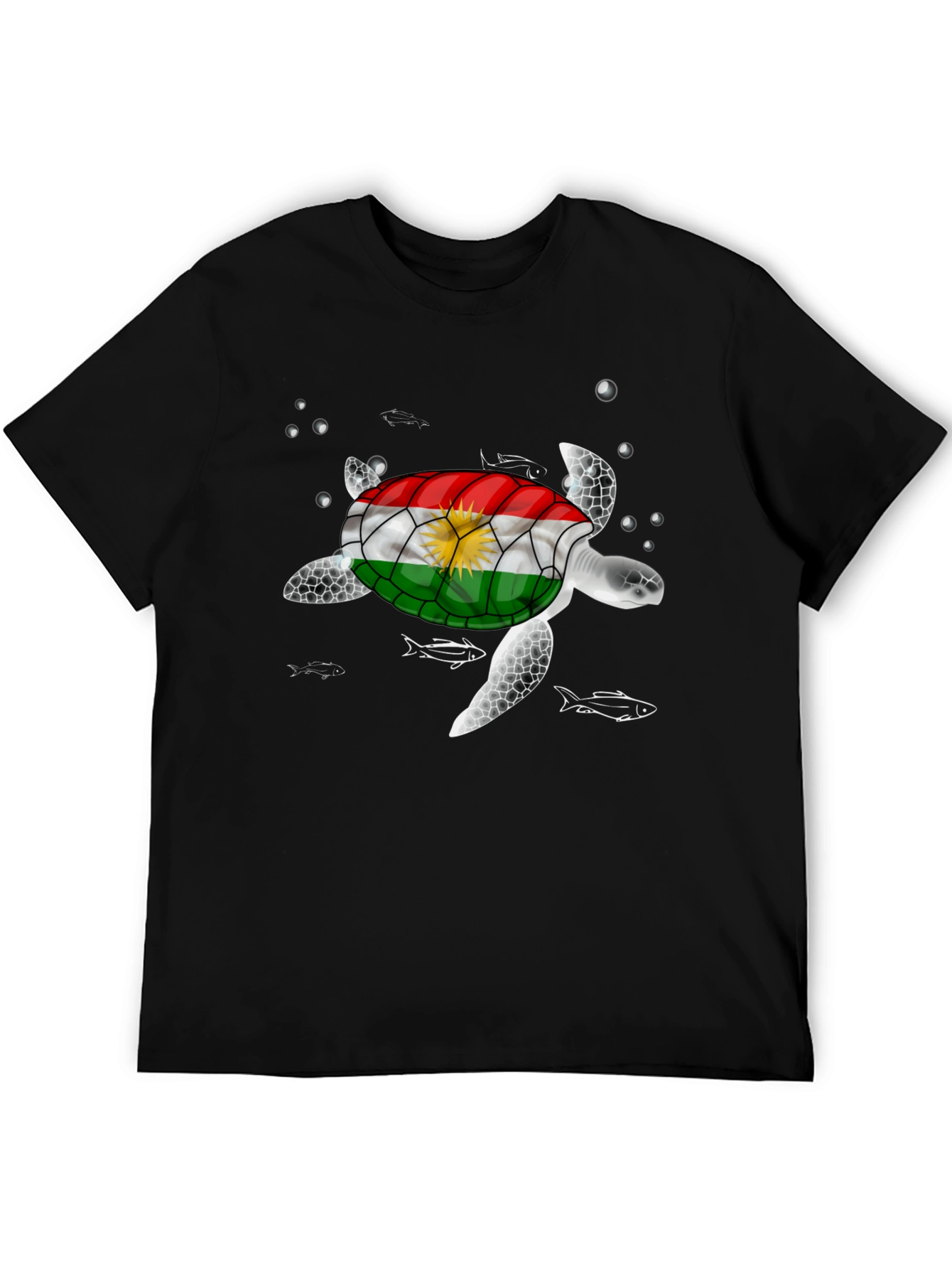 Kurdistan Flag Turtle Graphic T-Shirt