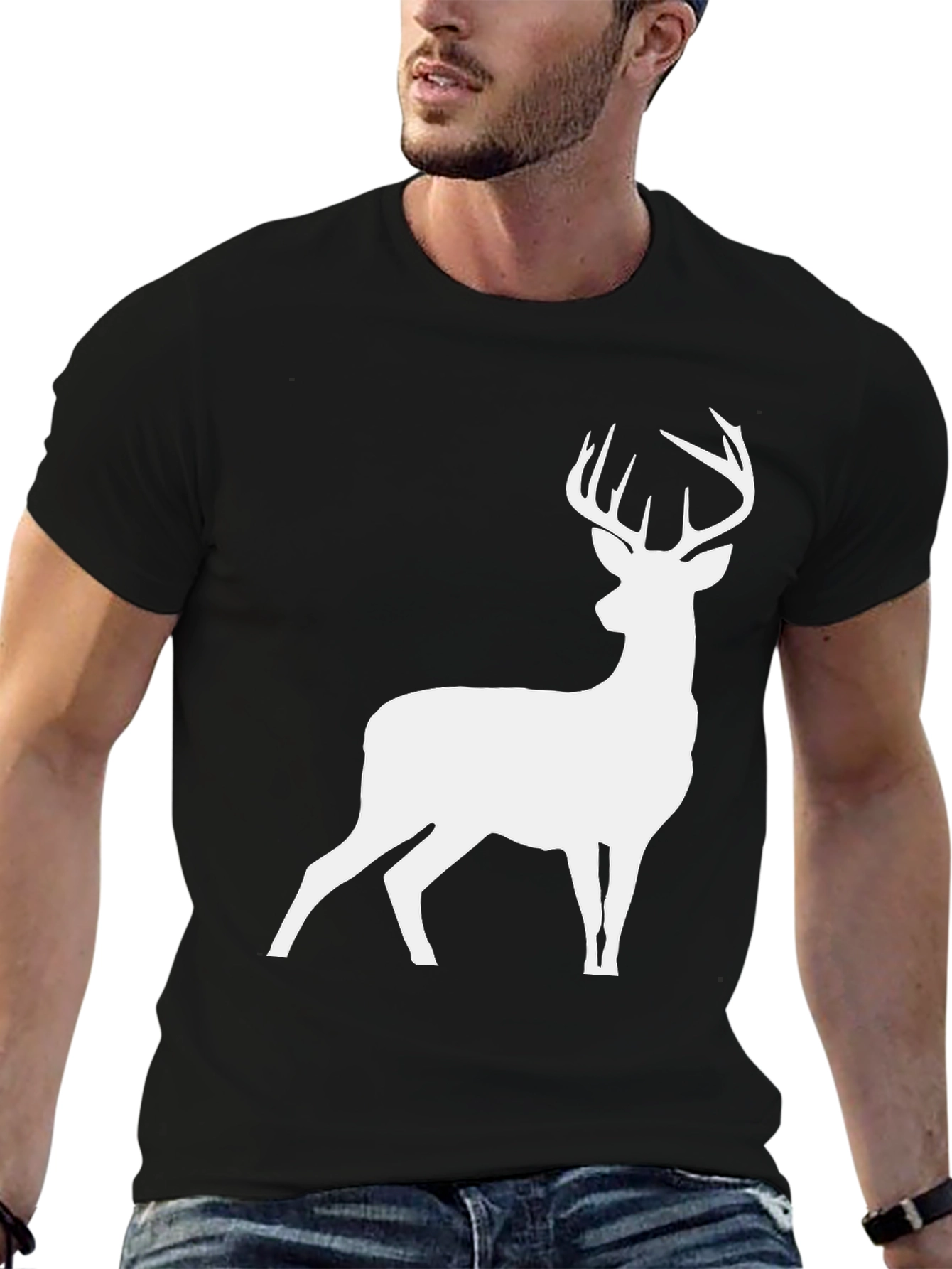 Buck Deer Graphic Tee - Mens Black T-Shirt
