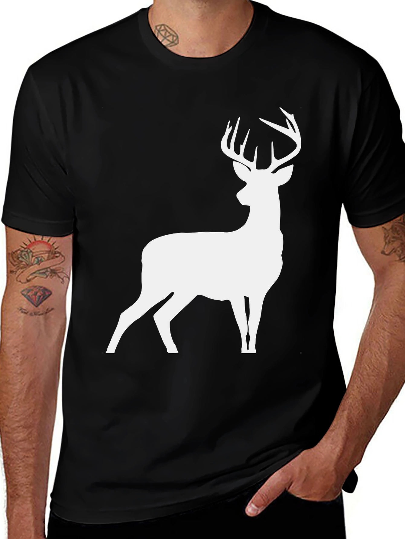 Buck Deer Graphic Tee - Mens Black T-Shirt