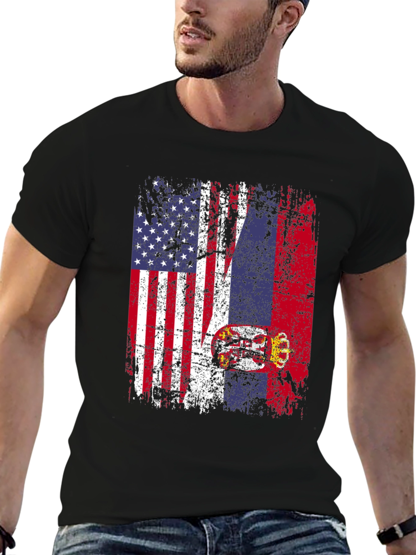 USA Serbia Flag Graphic T-Shirt