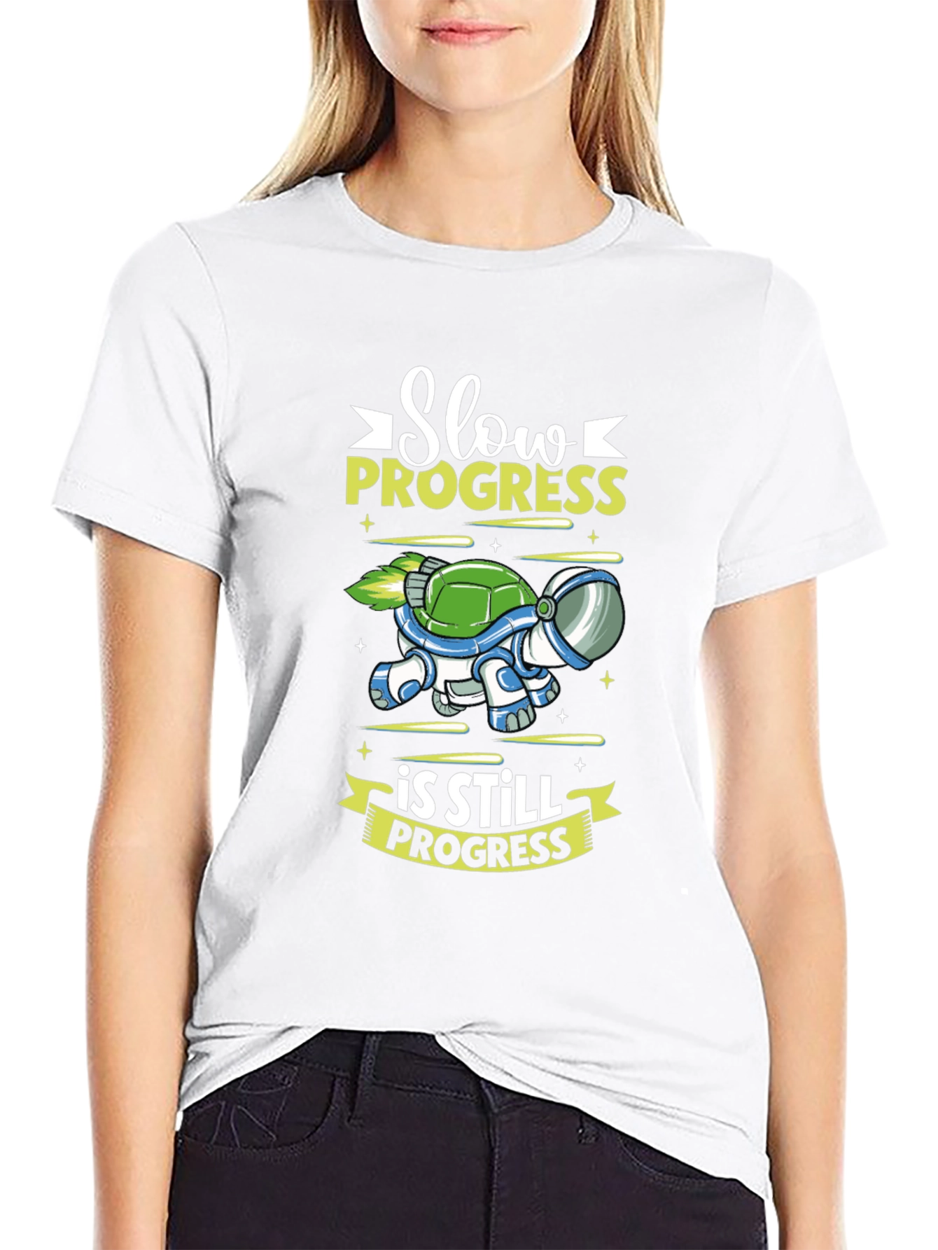 Slow Progress Turtle T-Shirt - Space Design