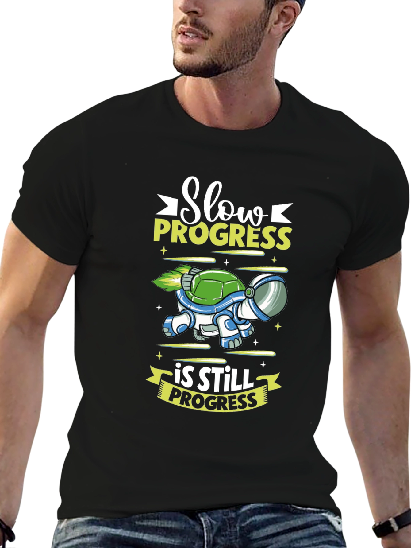 Slow Progress Turtle T-Shirt - Space Design