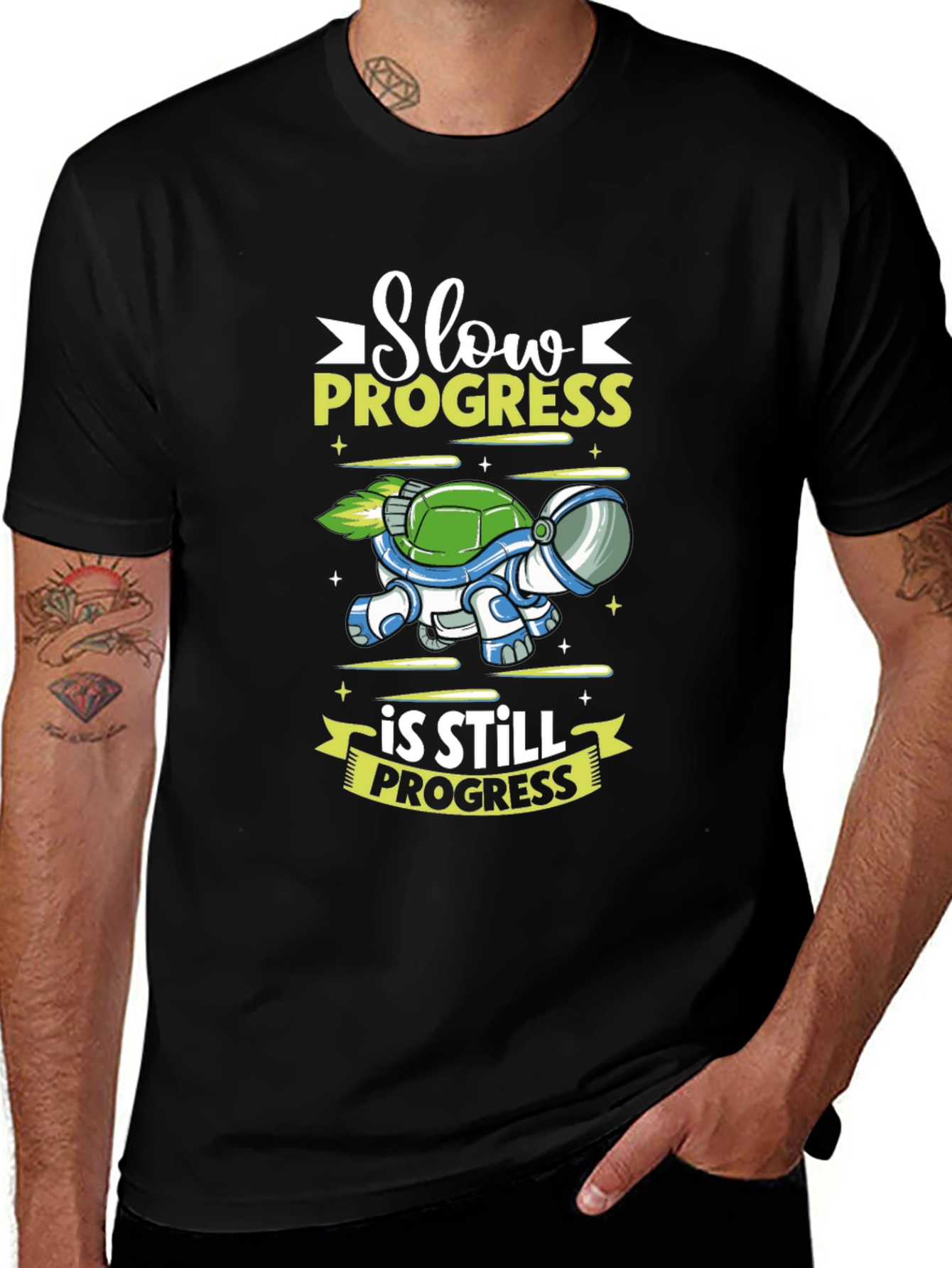 Slow Progress Turtle T-Shirt - Space Design