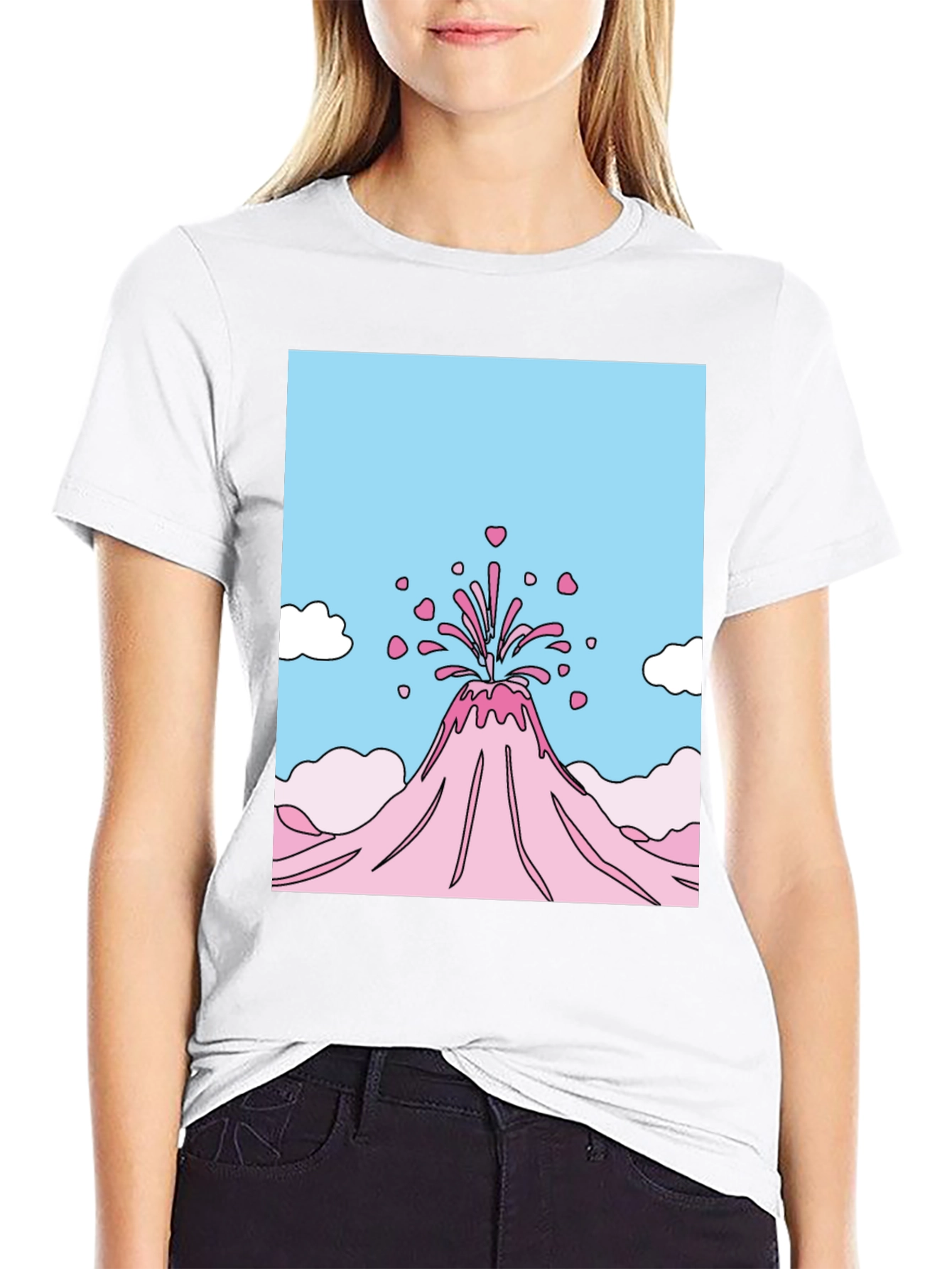 Volcano Hearts Graphic T-Shirt - Black Crew Neck